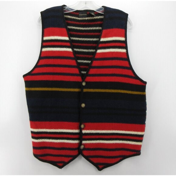Structure Other - VINTAGE Structure Vest Large Red Southwestern 90s Waistcoat Sweater